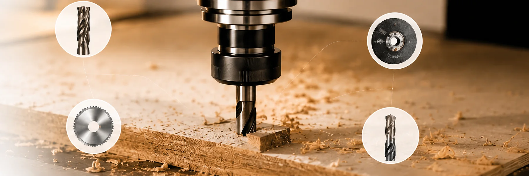 Usinage CNC avec différents outils de coupe pour le bois et l’atelier